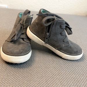 Gray suede high tops